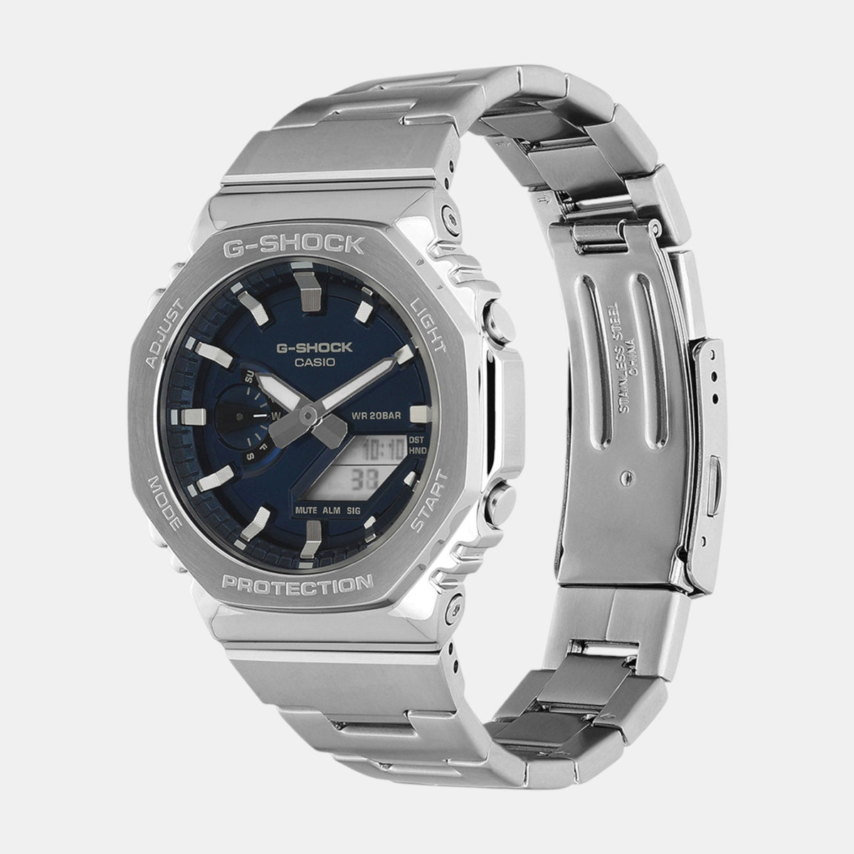Casio G-Shock Men Quartz Blue Dial Analog-Digital Stainless Steel Watch G1614 - 2
