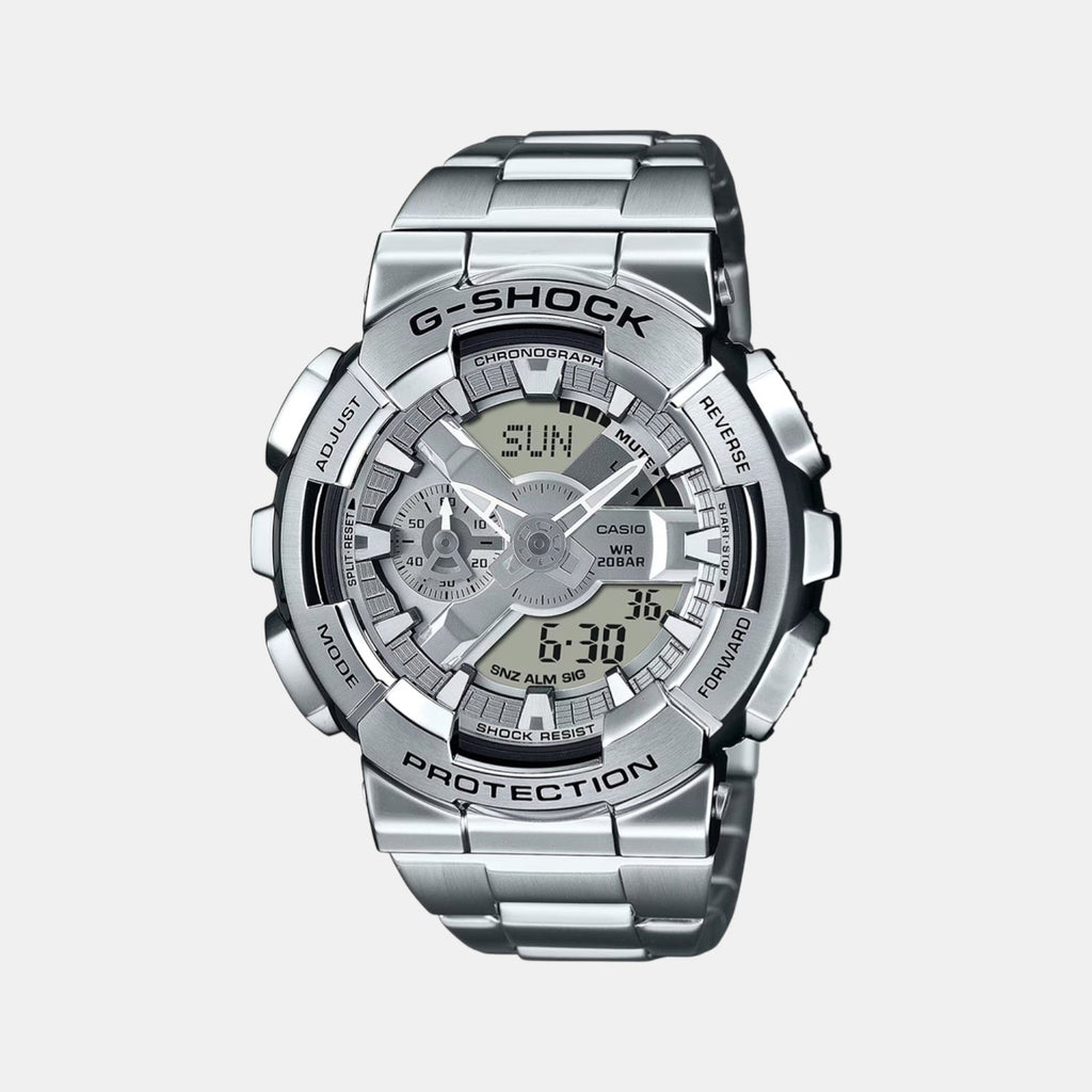 Casio G-Shock Men Quartz Silver Dial Analog-Digital Stainless Steel Watch G1687 - 1
