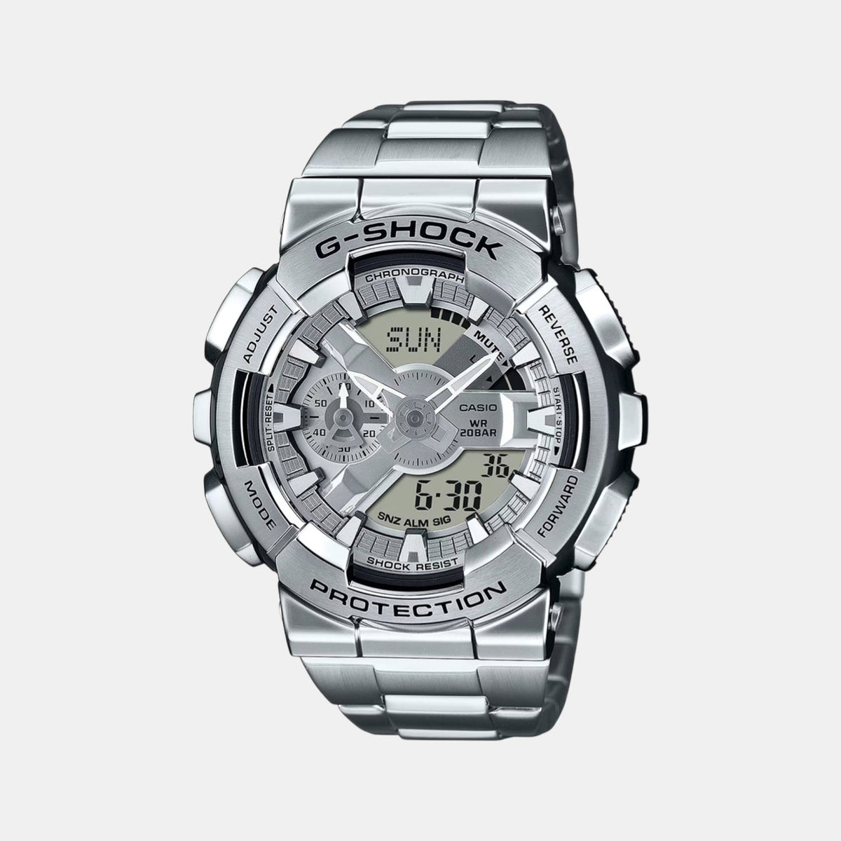 Casio G-Shock Men Quartz Silver Dial Analog-Digital Stainless Steel Watch G1687 - 1