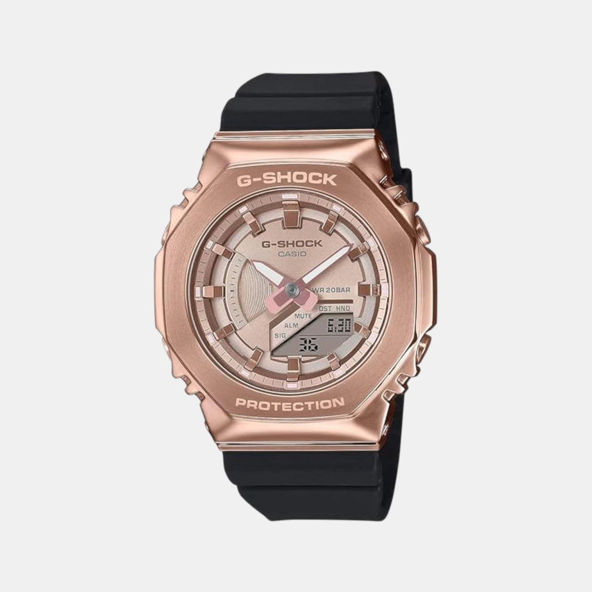 Casio G-Shock Women Quartz Rose Gold Dial Analog-Digital Resin Watch G1693 - 1