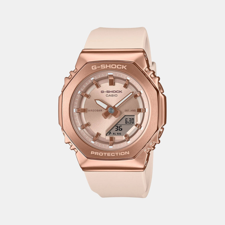 Casio G-Shock Women Quartz Rose Gold Dial Analog-Digital Resin Watch G1694