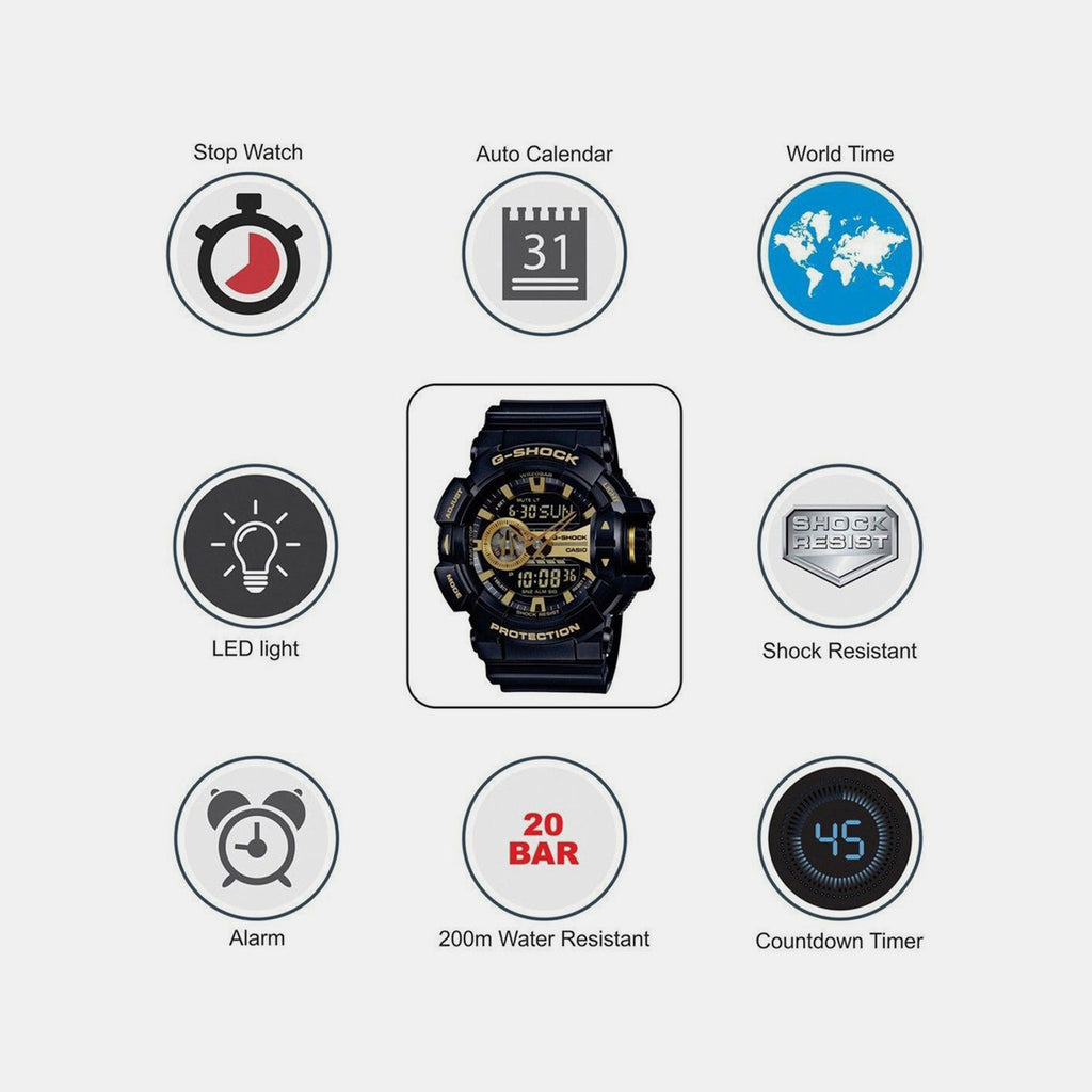 Casio G-Shock Men Quartz Gold Dial Analog-Digital Resin Watch G651 - 5