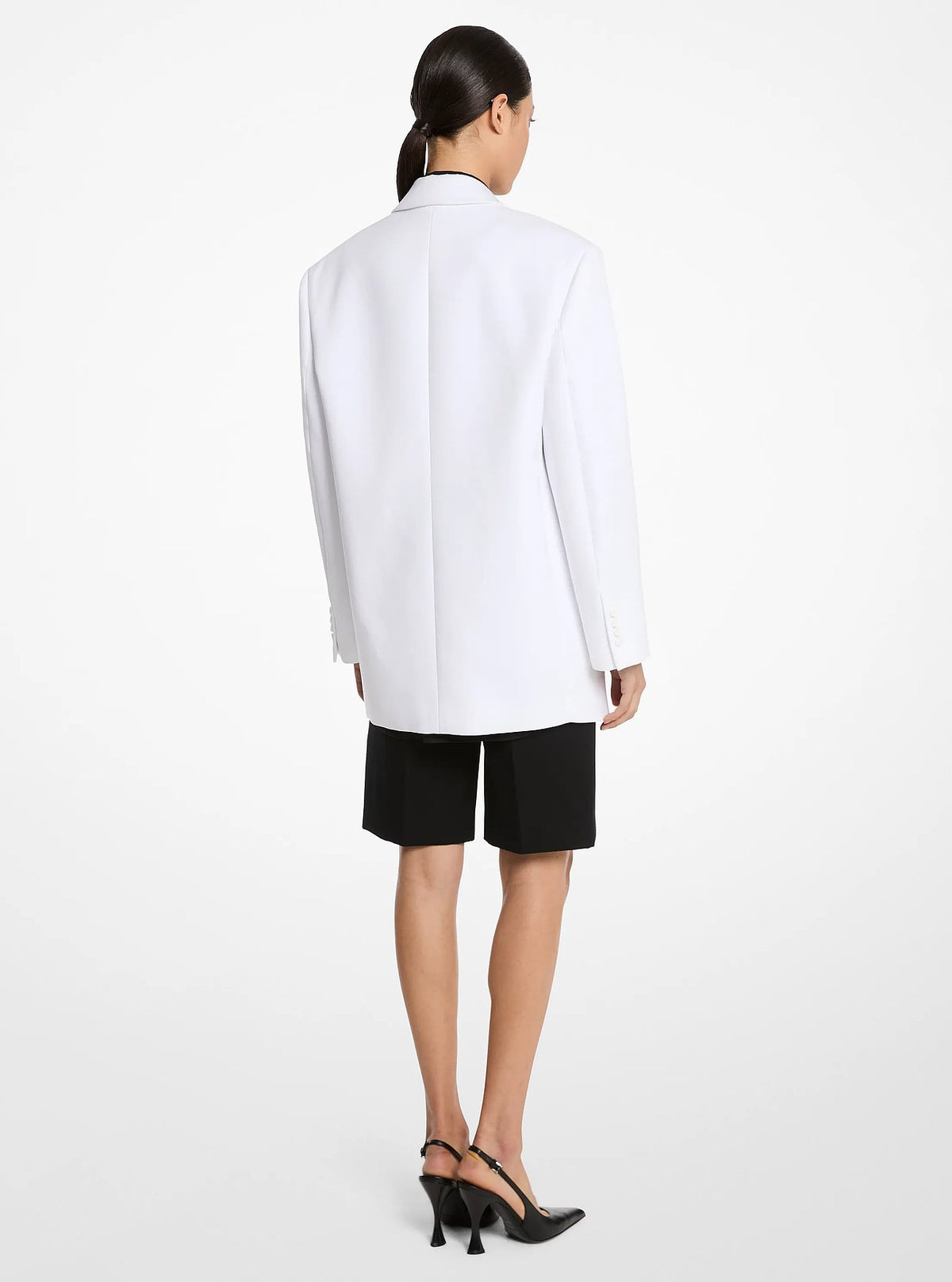 Michael Kors Oversized Stretch Cotton Blazer - Optic White - 2