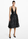 Michael Kors Hand-Embroidered Fringe Jacquard Circle Skirt - Black