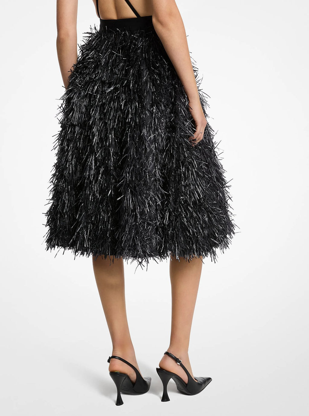 Michael Kors Hand-Embroidered Fringe Jacquard Circle Skirt - Black - 2