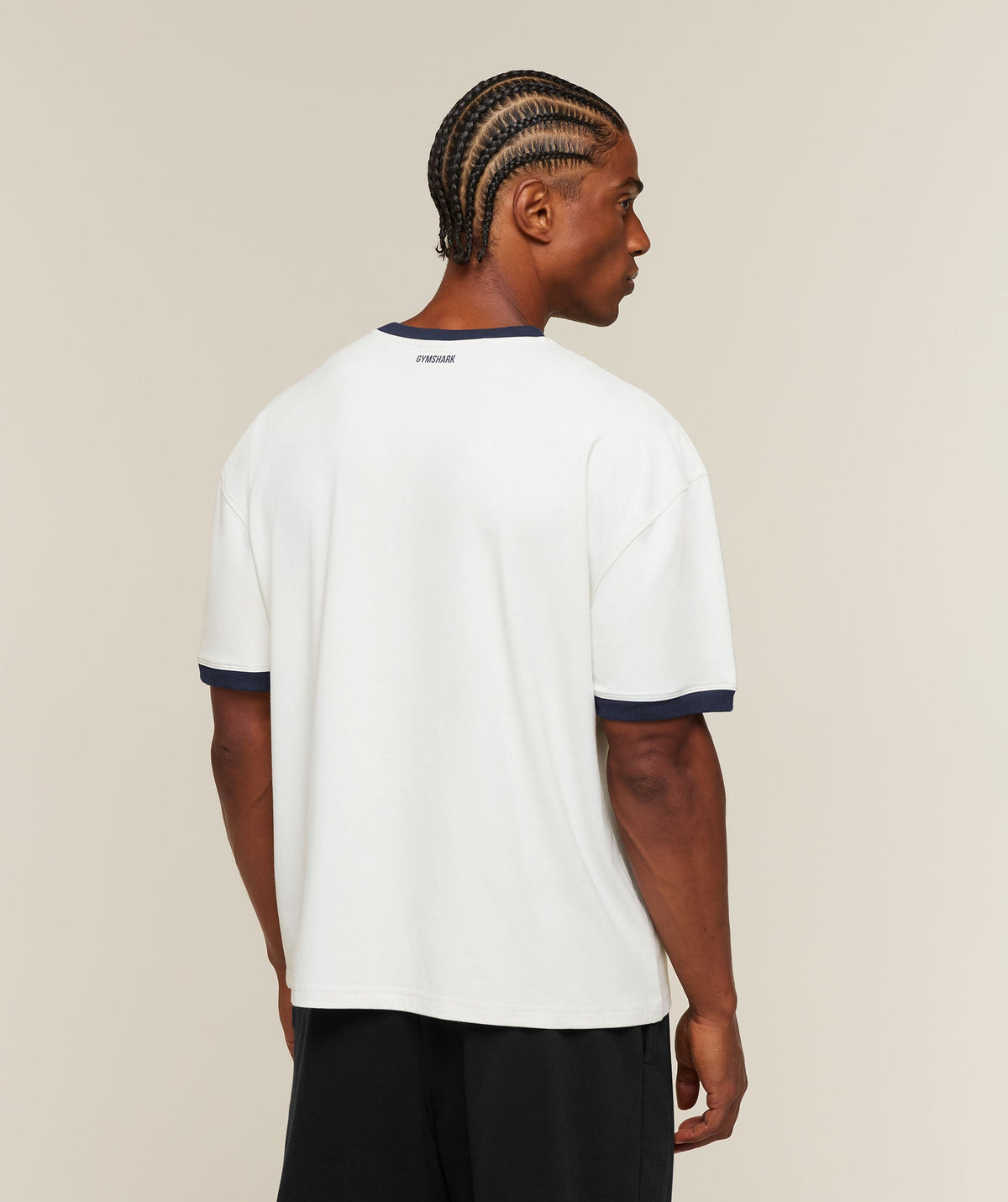 Gymshark GSLC Ringer T-Shirt - Soft White/Heavy Blue - 2