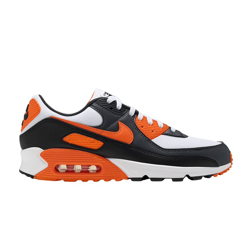 Nike Air Max 90 - White Black Dark Smoke Grey Safety Orange