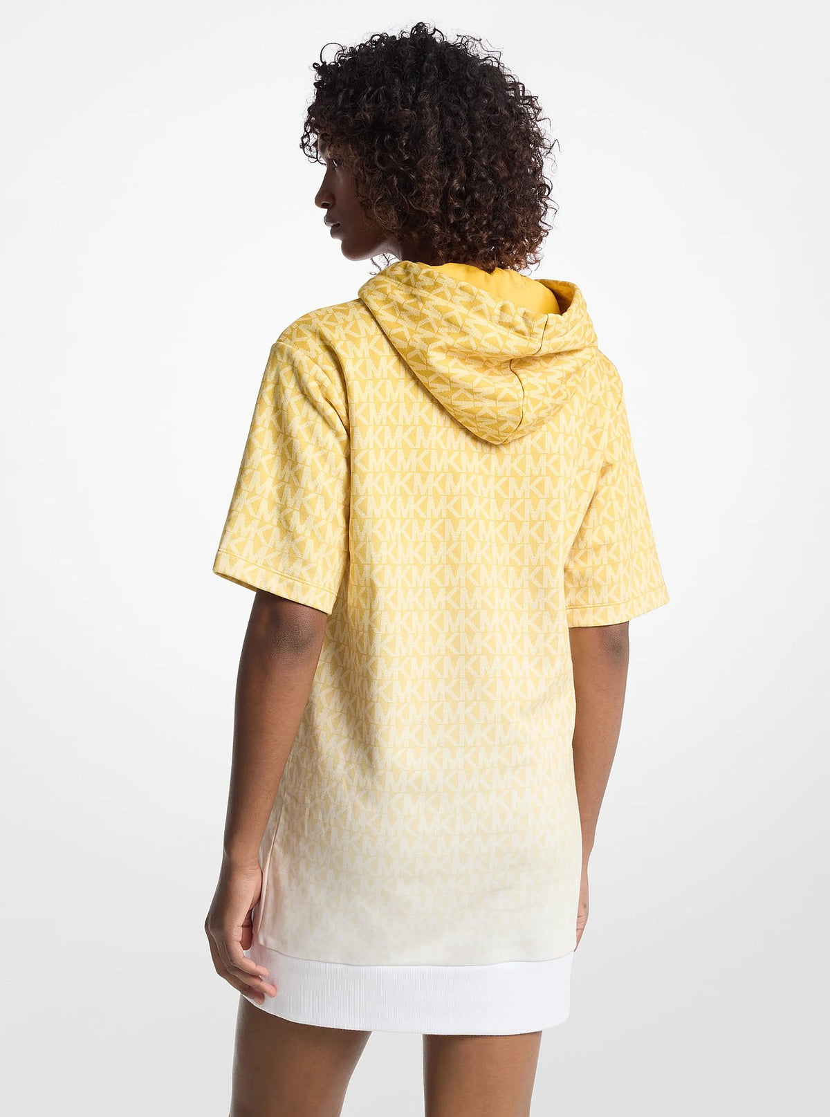 Michael Kors Ombré Signature Logo Cotton Terry Hoodie Dress - Daisy Yellow - 2