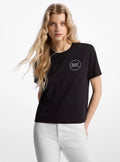 Michael Kors Embellished Logo Cotton Blend T-Shirt - Black