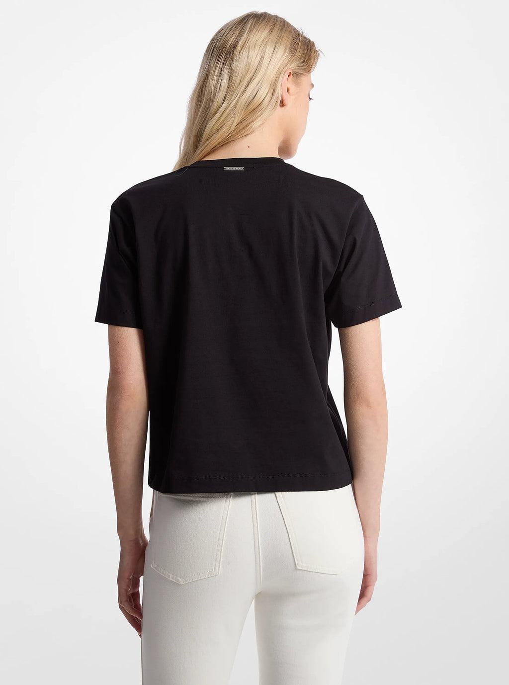 Michael Kors Embellished Logo Cotton Blend T-Shirt - Black - 2