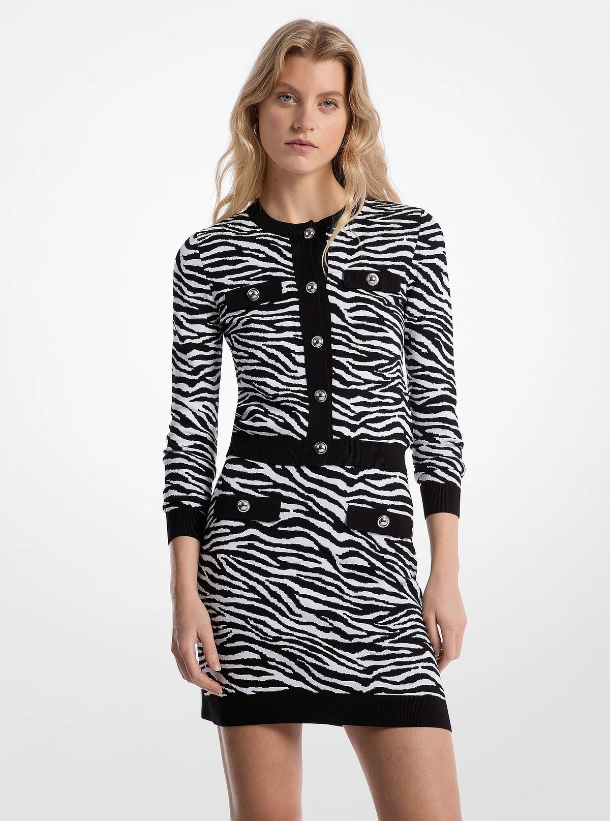 Michael Kors Zebra Jacquard Cropped Jacket - Black/White