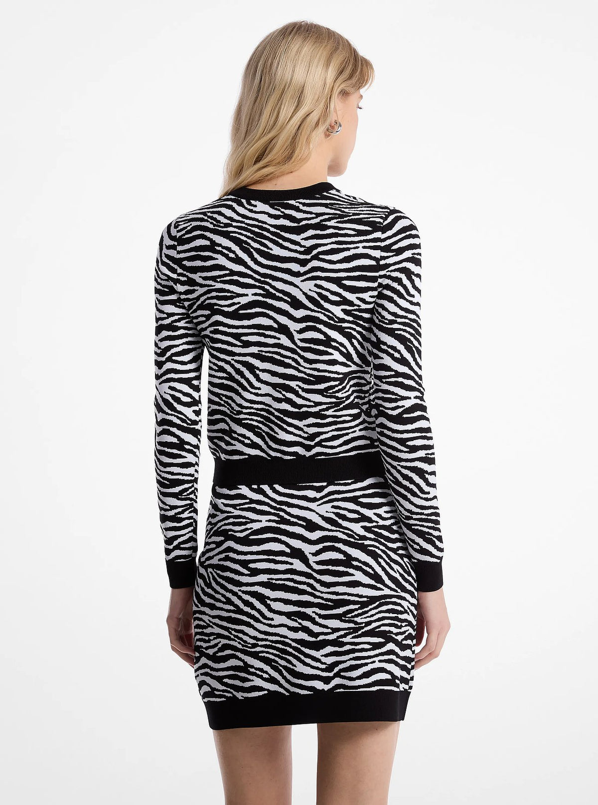 Michael Kors Zebra Jacquard Cropped Jacket - Black/White - 2