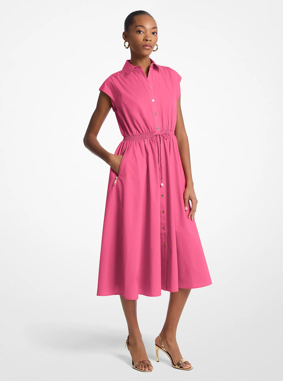 Michael Kors Stretch Cotton Poplin Midi Dress