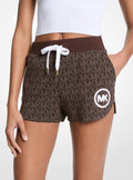 Michael Kors Logo Print Cotton Blend Shorts - Chocolate