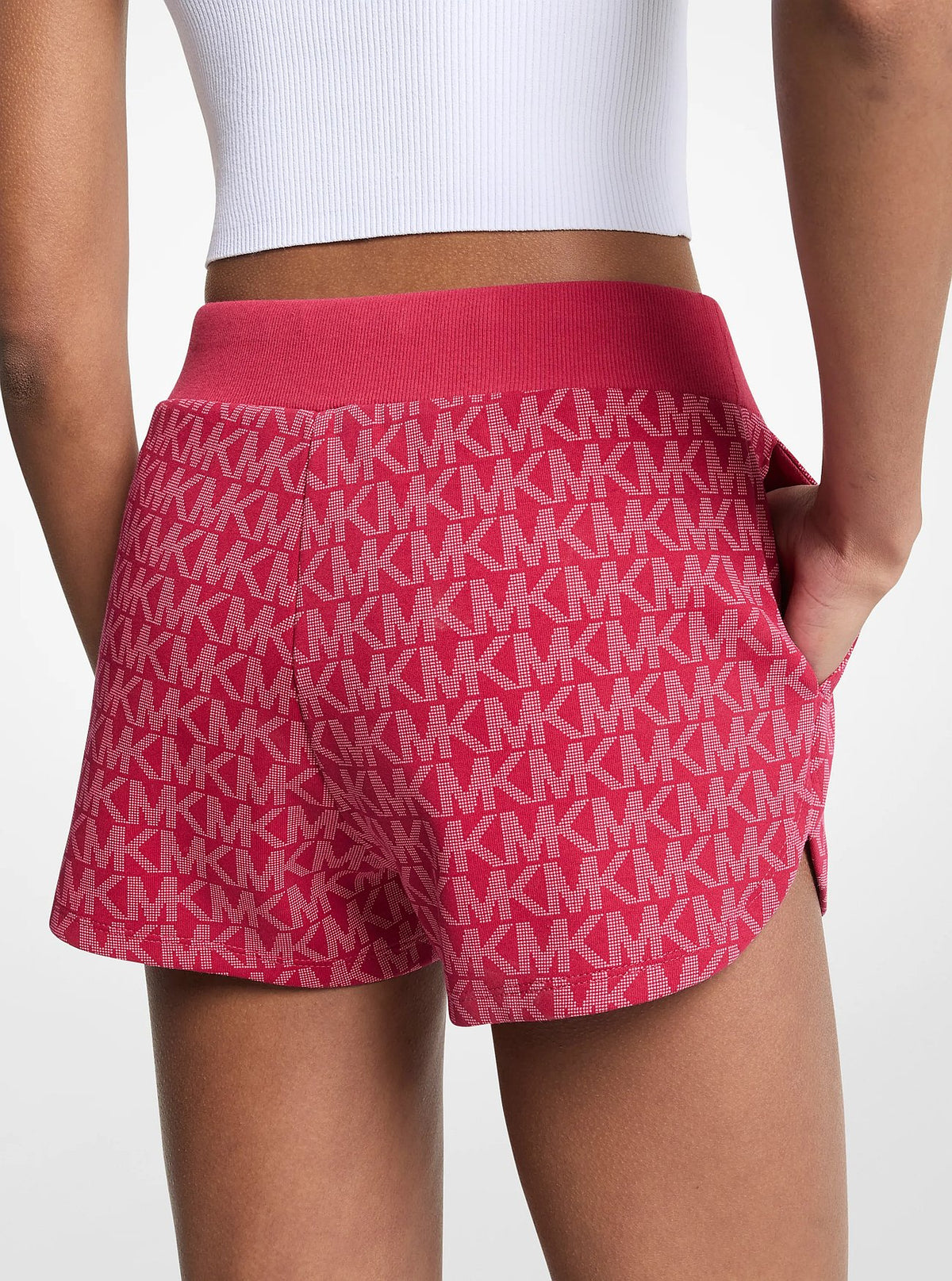 Michael Kors Logo Print Cotton Blend Shorts - Darkraspberry - 2
