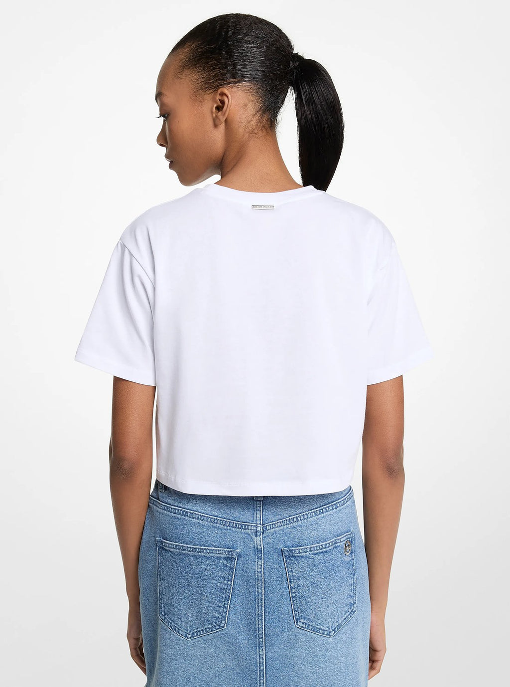 Michael Kors Sequined Graphic Cotton T-Shirt - White - 2