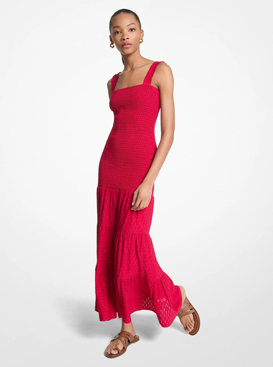 Michael Kors Smocked Tiered Maxi Dress