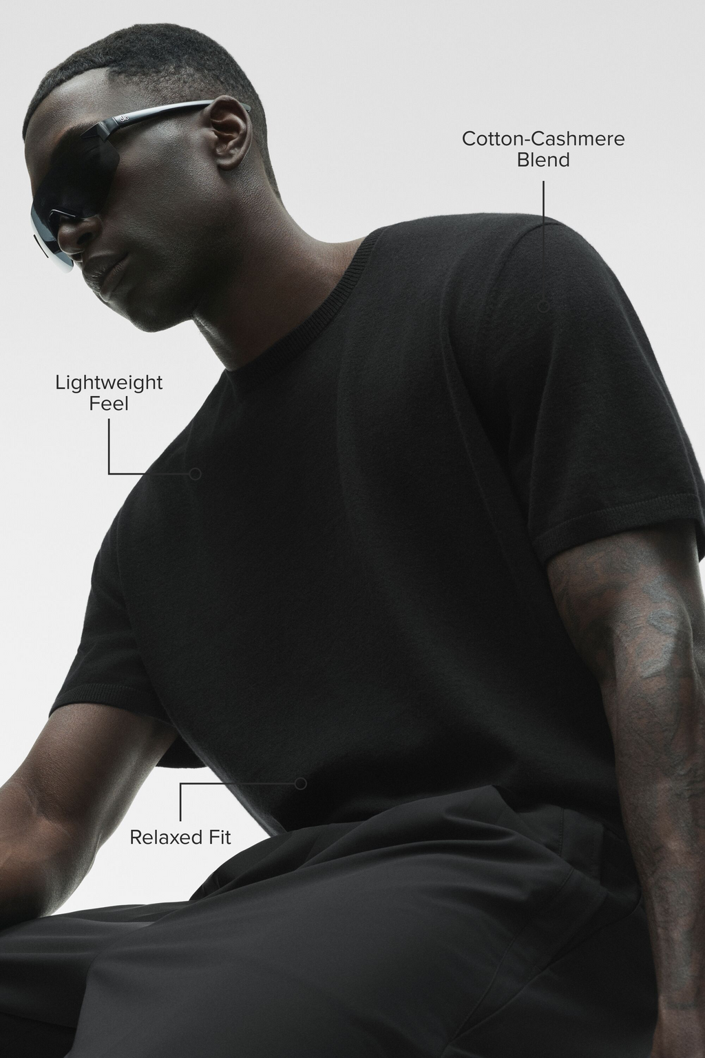 ALO Yoga Cotton Cashmere Ever Soft Short Sleeve Crew - Black - 2