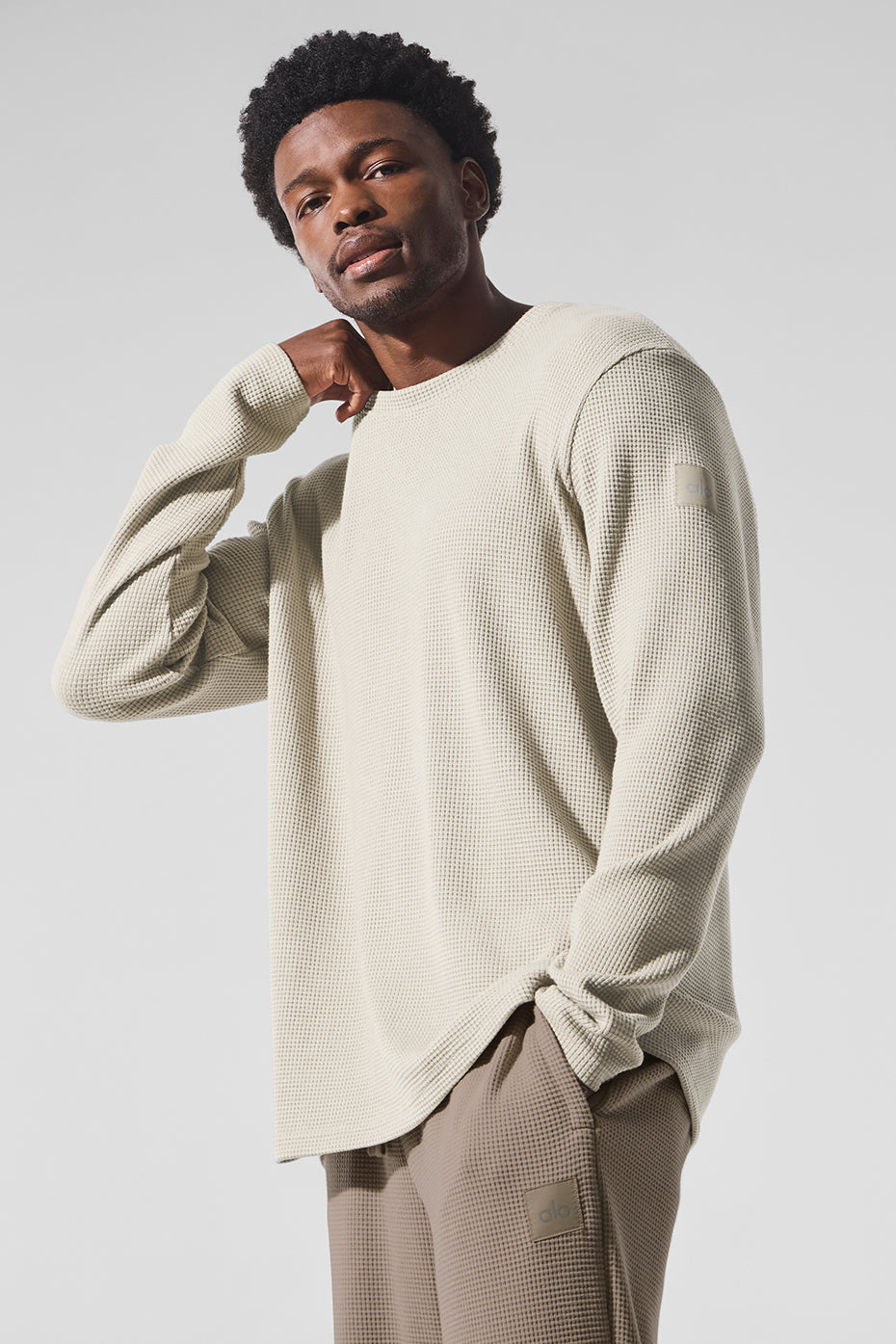 ALO Yoga Elevate Waffle Long Sleeve Crew - Bone - 4