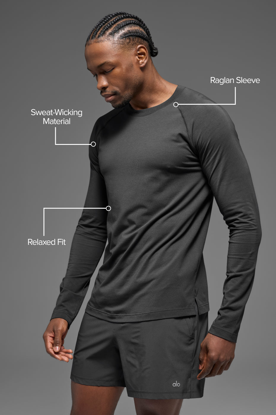 ALO Yoga Vapor Crewneck Long Sleeve - Anthracite - 2