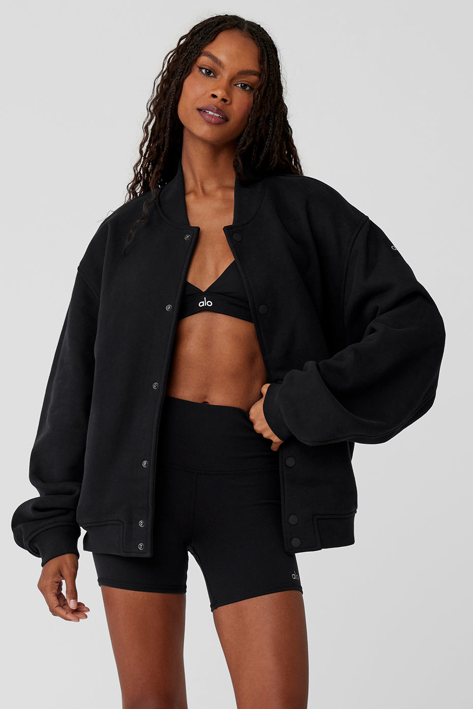 ALO Yoga Renown Varsity Jacket - Black