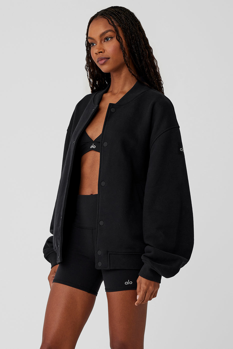 ALO Yoga Renown Varsity Jacket - Black - 3