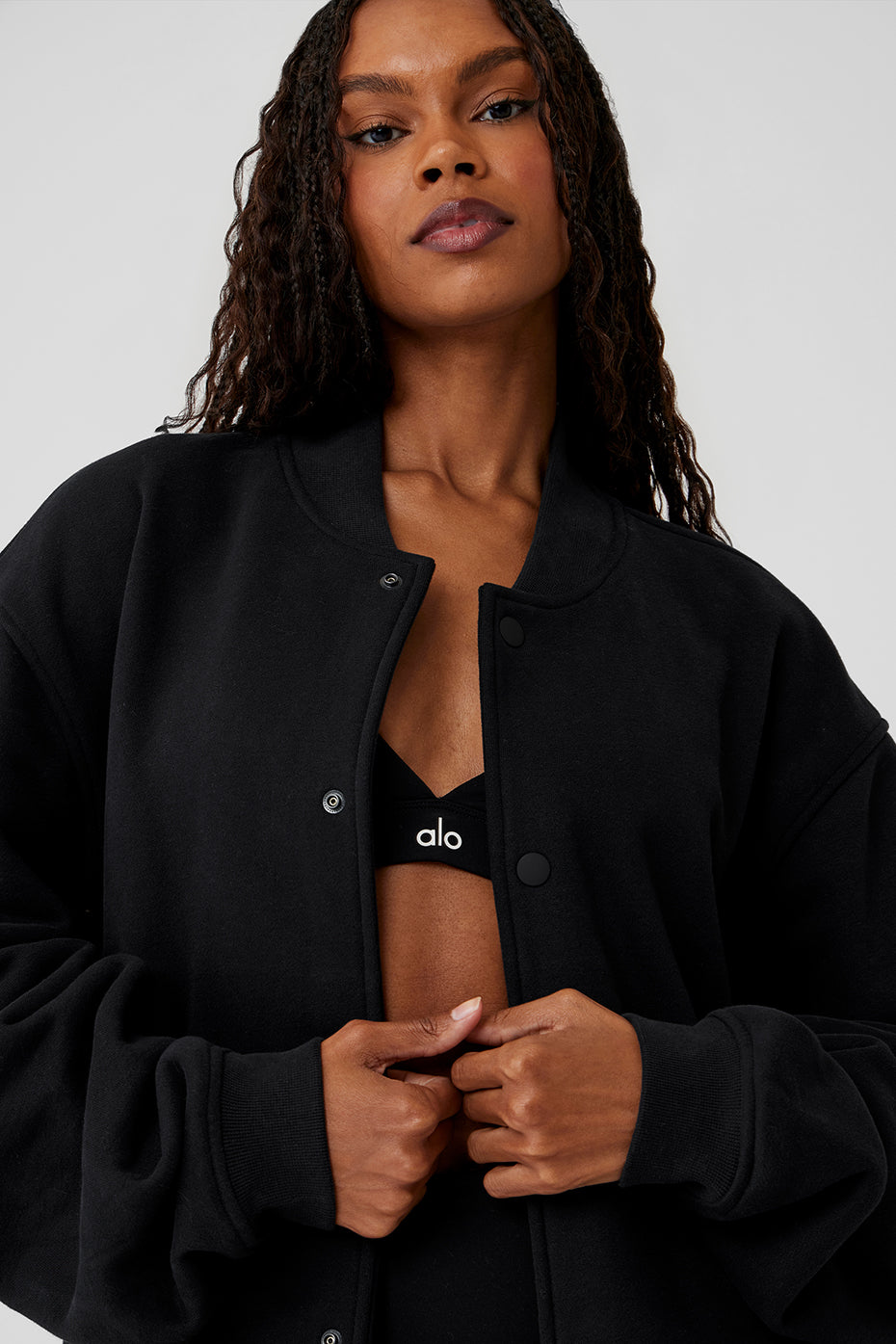 ALO Yoga Renown Varsity Jacket - Black - 4