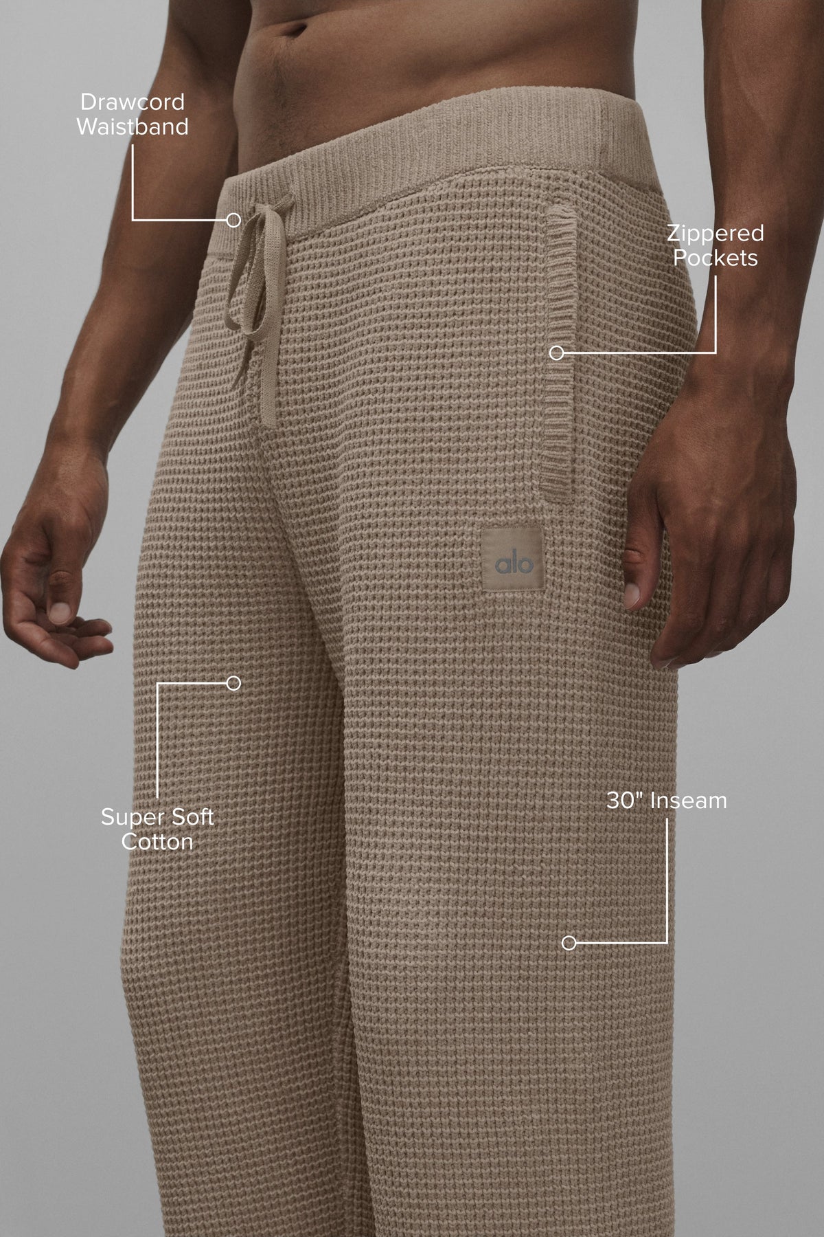 ALO Yoga Waffle Chenille Edition Straight Leg Pant - Gravel - 2