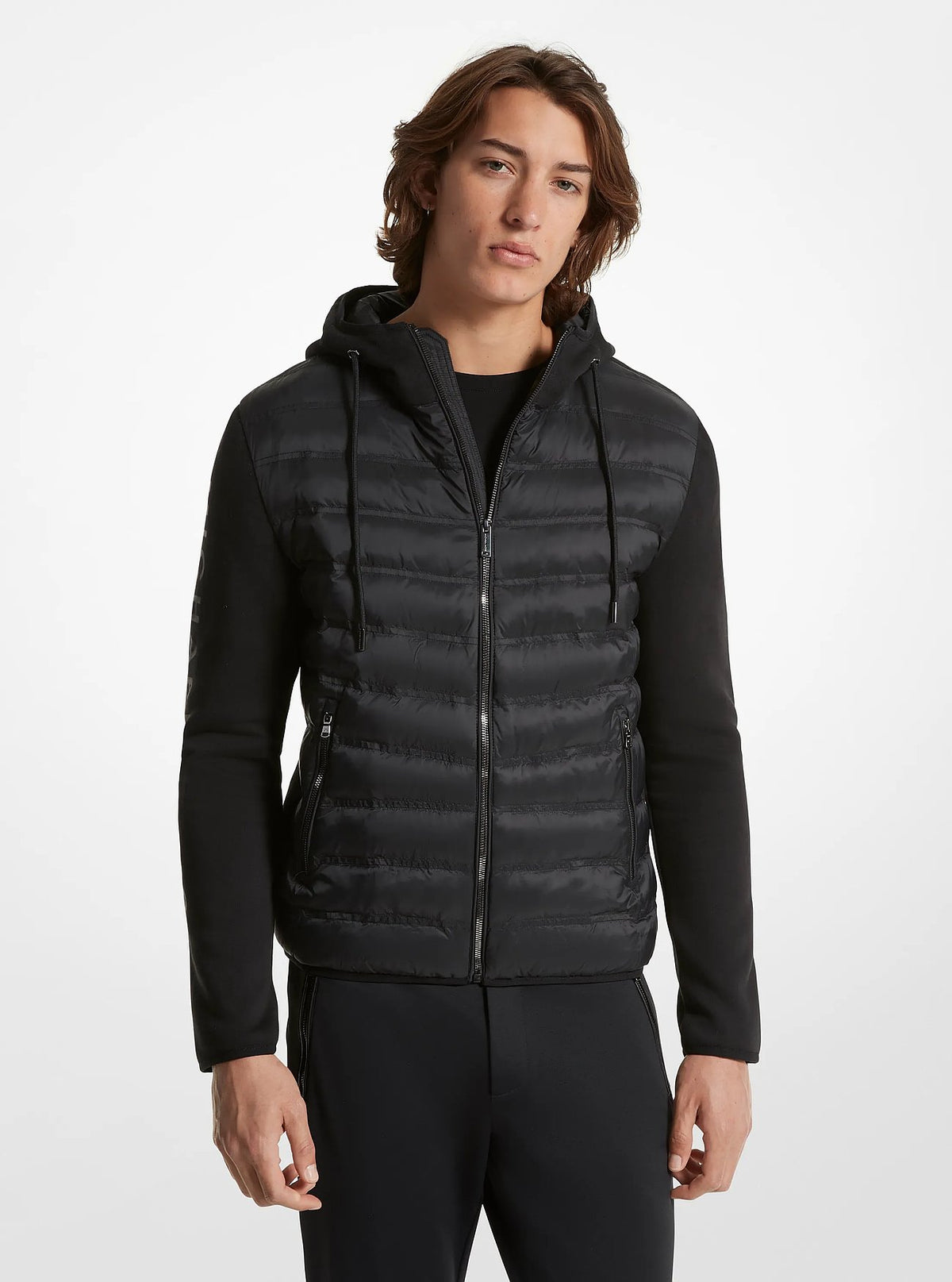 Michael Kors Galway Quilted Mixed-Media Jacket - Black
