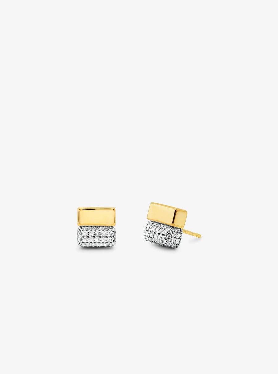 Michael Kors Precious Metal-Plated Sterling Silver and Pavé Stud Earrings
