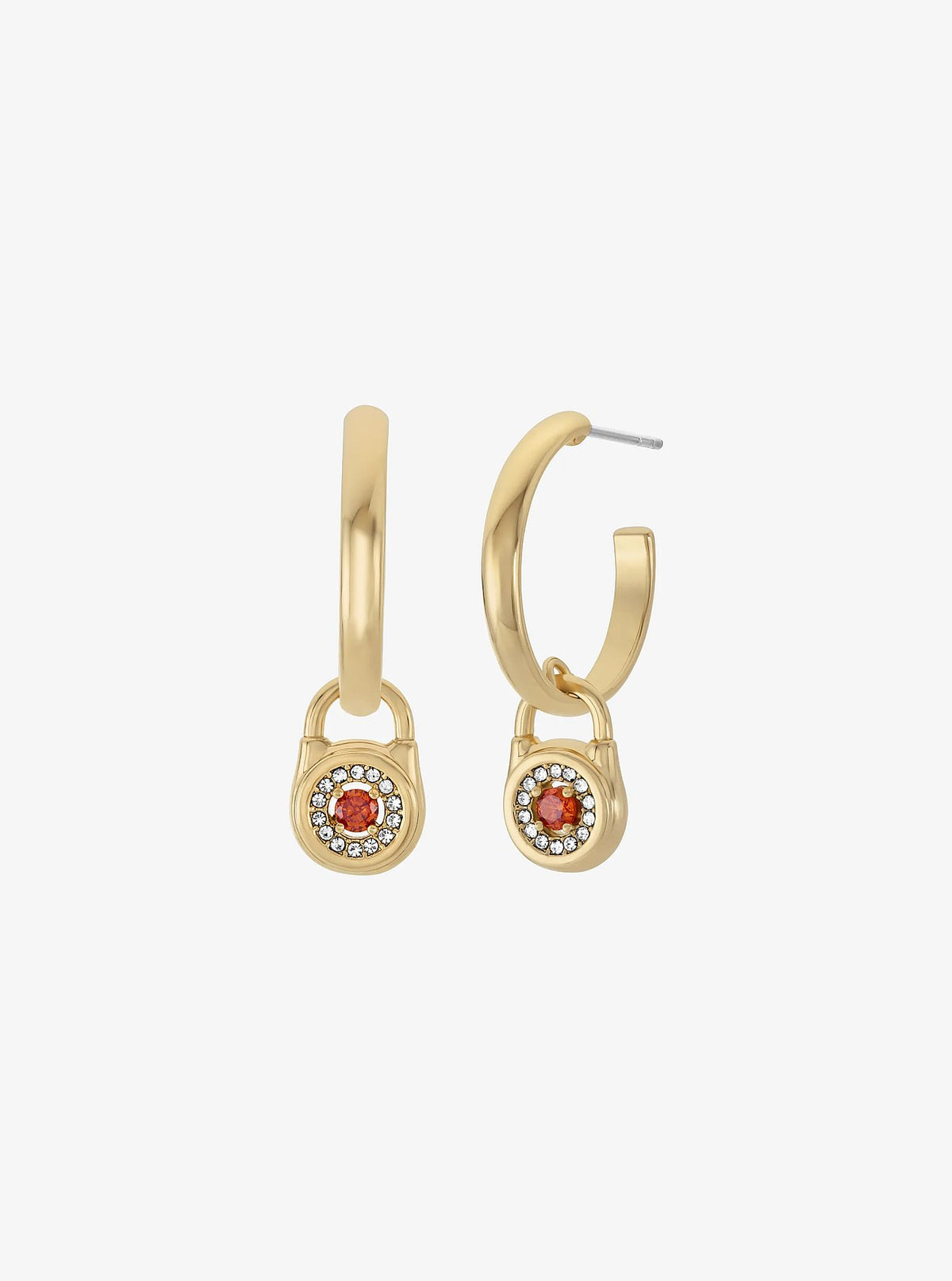 Michael Kors Pavé Lock Hoop Earrings - Gold