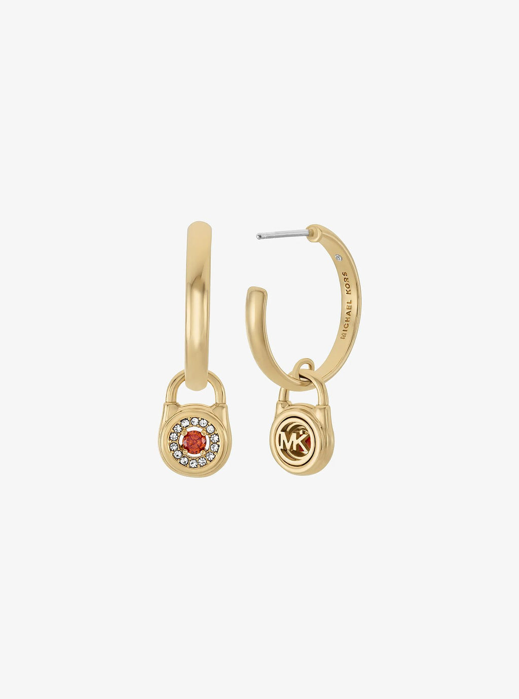 Michael Kors Pavé Lock Hoop Earrings - Gold - 3
