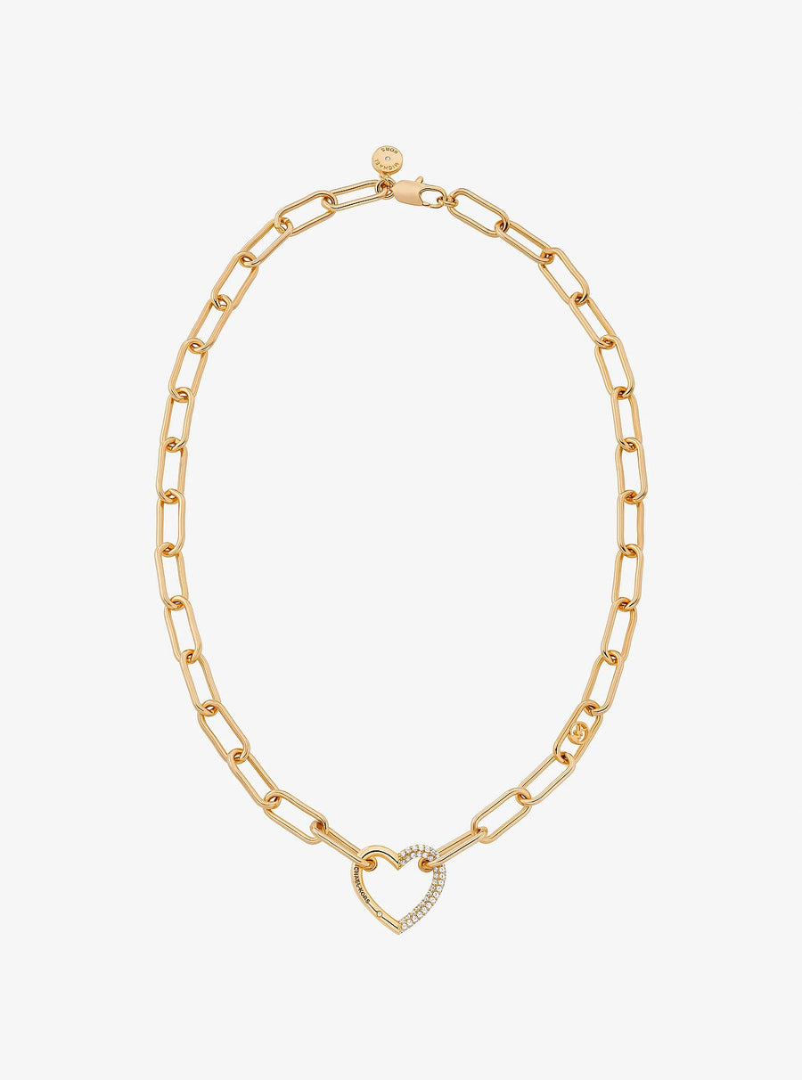 Michael Kors Pavé Heart Curb-Link Necklace