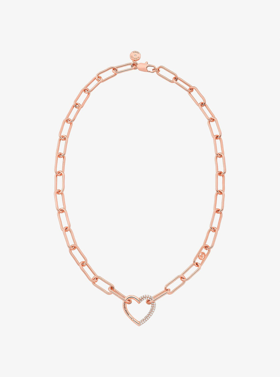 Michael Kors Pavé Heart Curb-Link Necklace