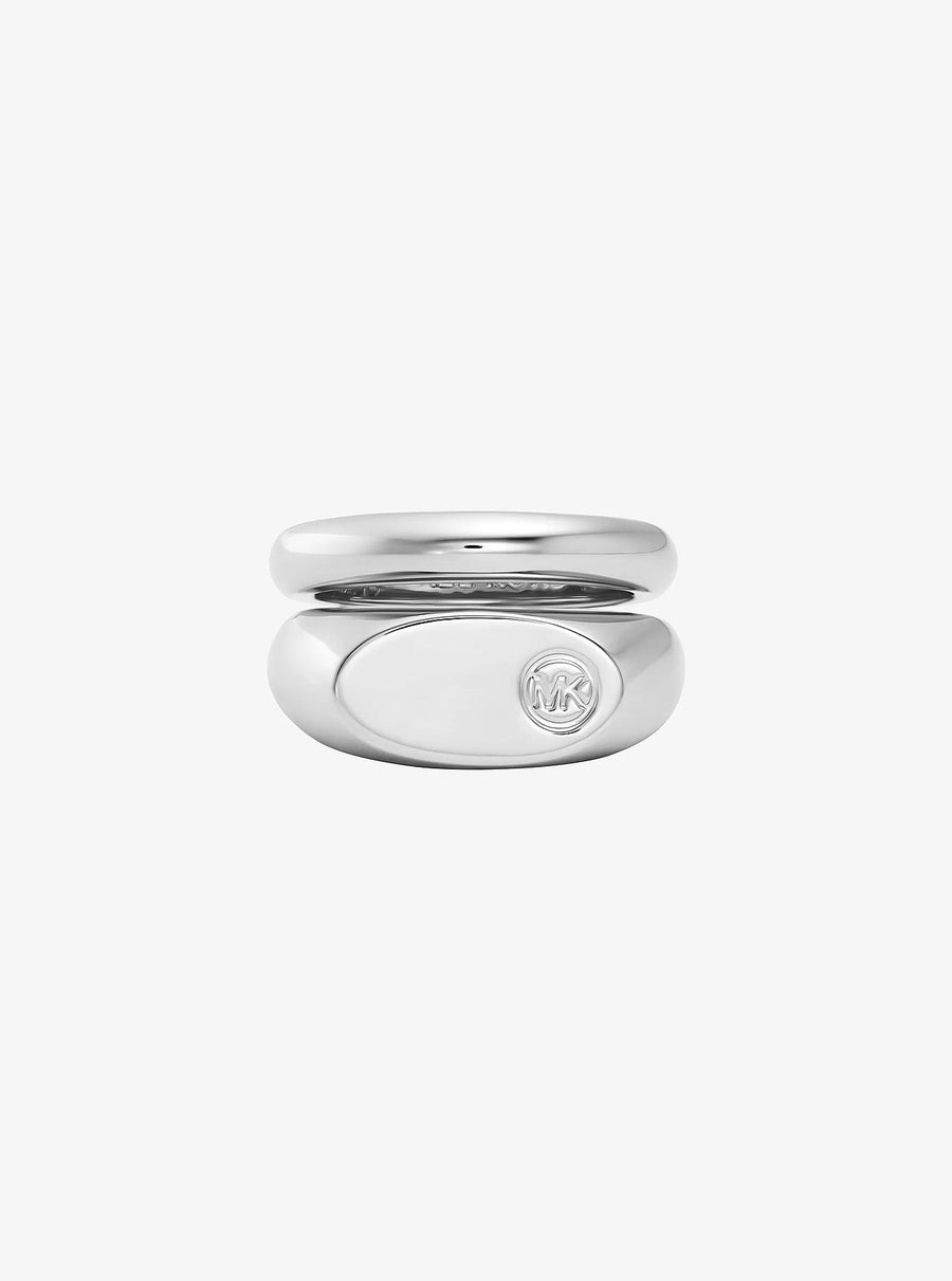 Michael Kors Logo Engraved Double Layered Signet Ring