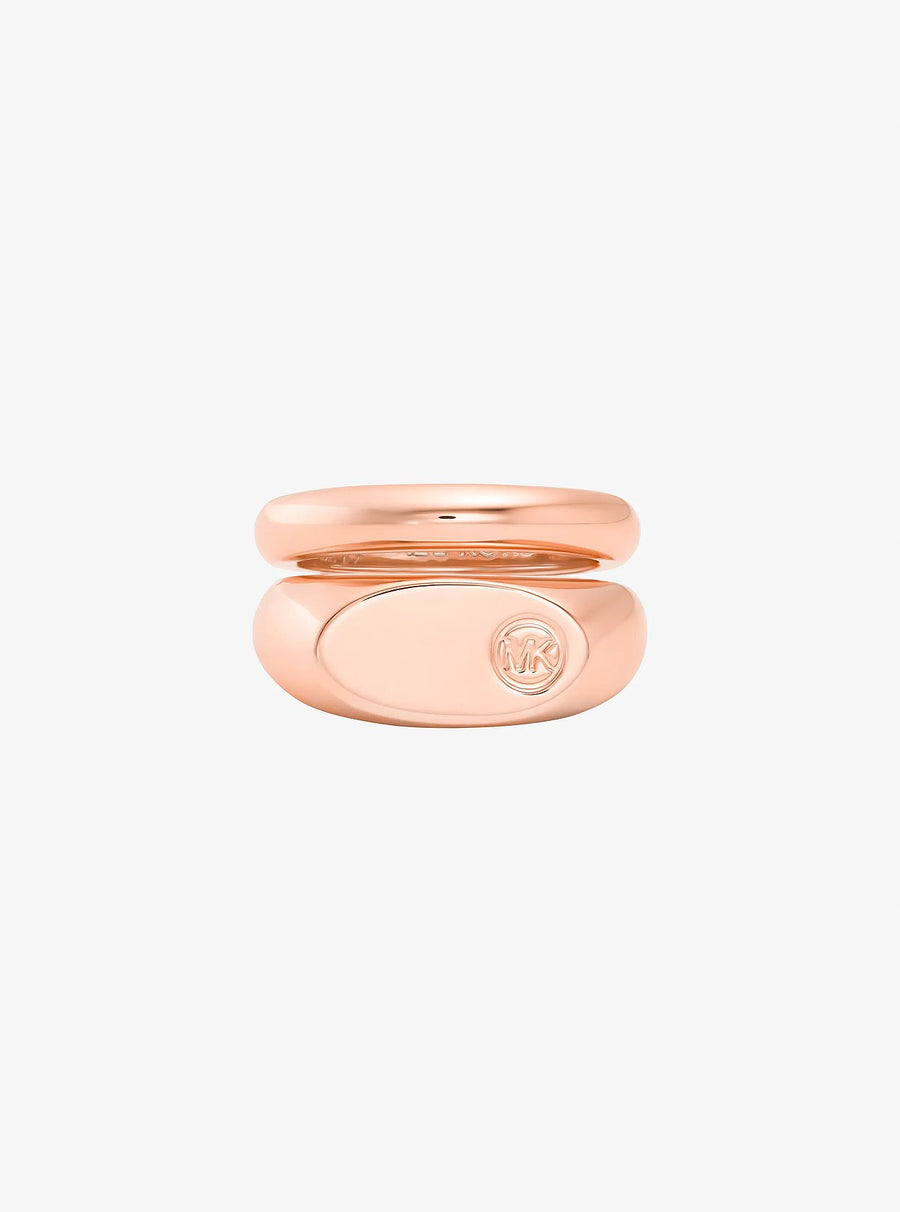 Michael Kors Logo Engraved Double Layered Signet Ring