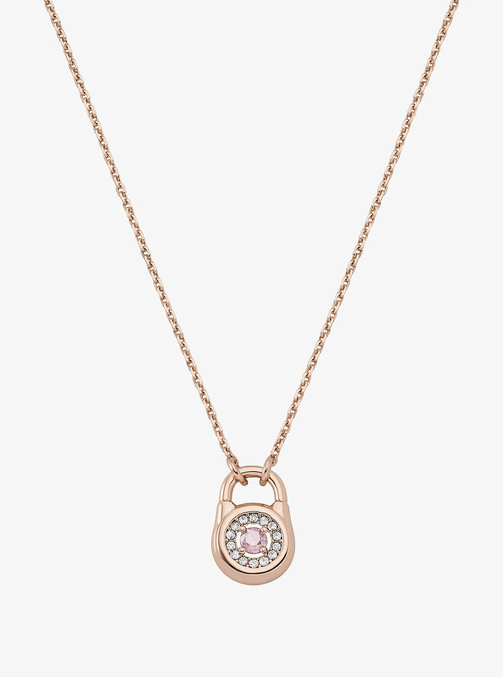 Michael Kors Pavé Lock Necklace - Rose Gold