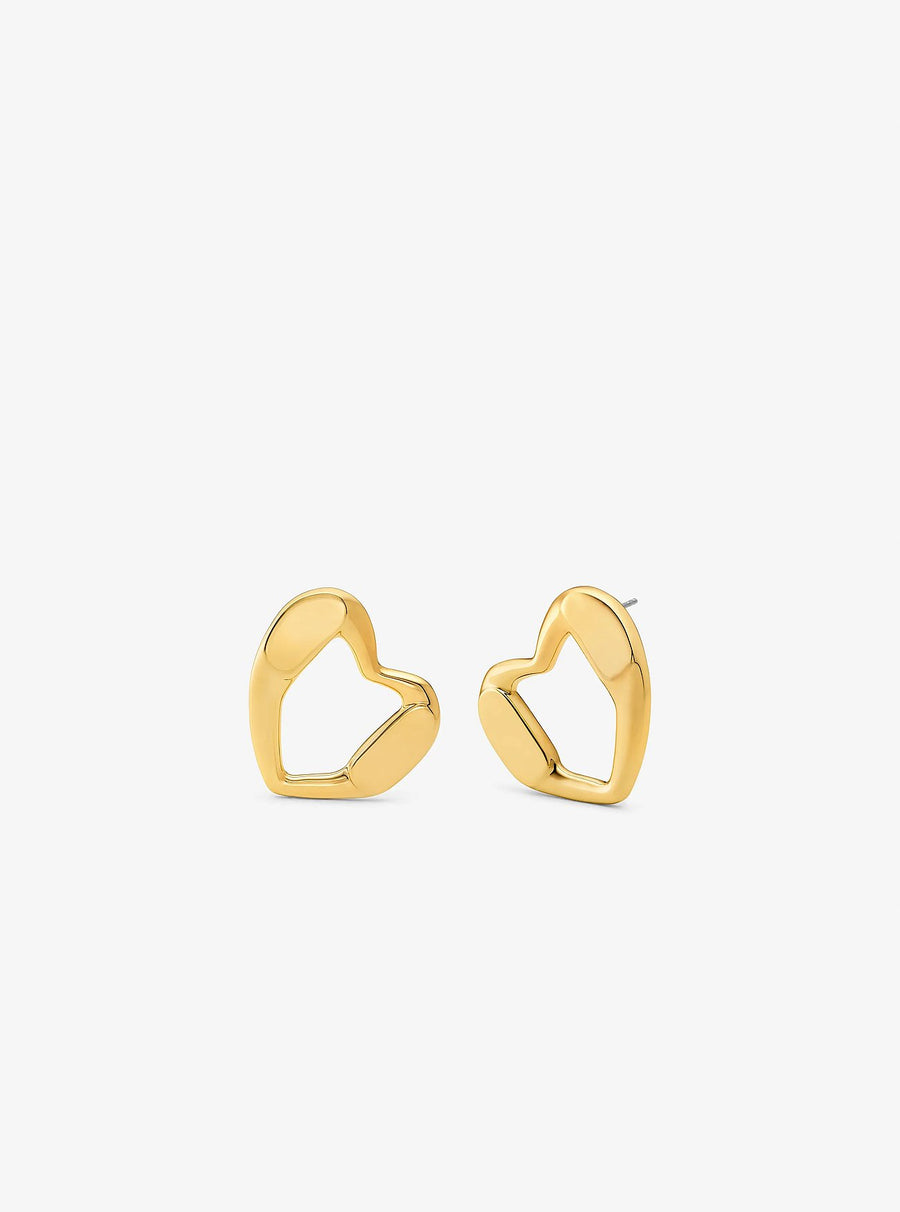 Michael Kors Precious Metal-Plated Brass Heart Stud Earrings