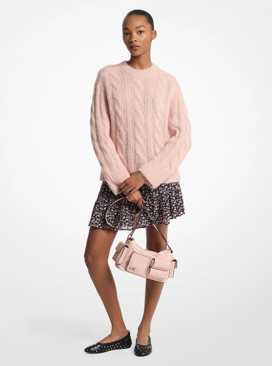 Michael Kors Studded Floral Print Georgette Tiered Skirt