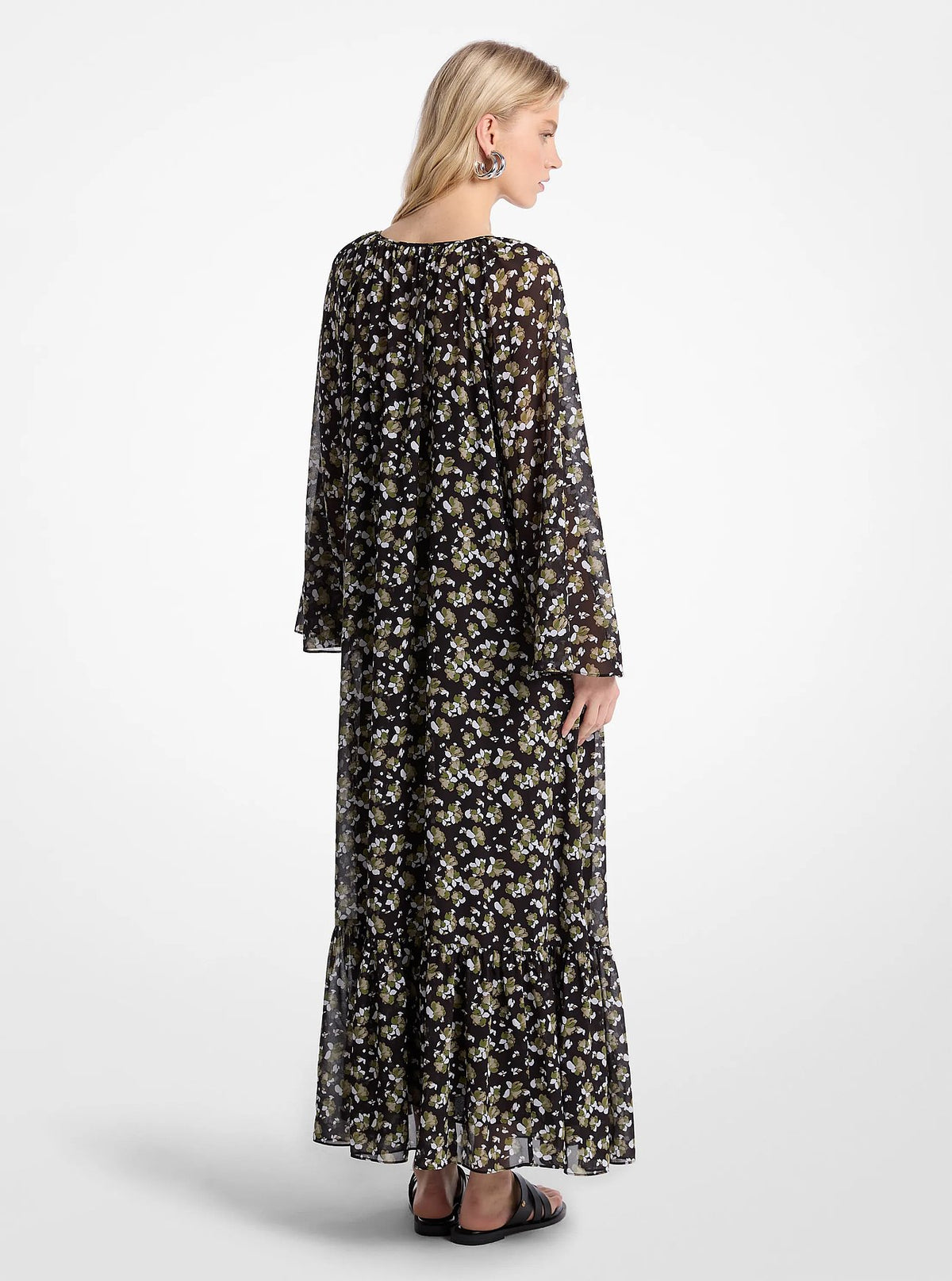 Michael Kors Floral Georgette Maxi Dress - Evergreen - 2