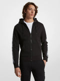 Michael Kors Logo Tape Cotton Blend Zip-Up Hoodie - Black