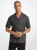 Michael Kors Signature Logo Linen Camp Shirt - Black
