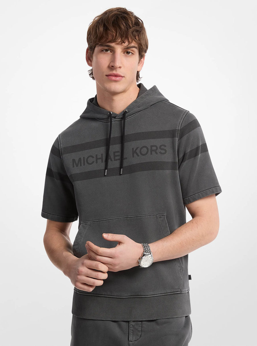 Michael Kors Logo Garment-Dyed Cotton Short Sleeve Hoodie