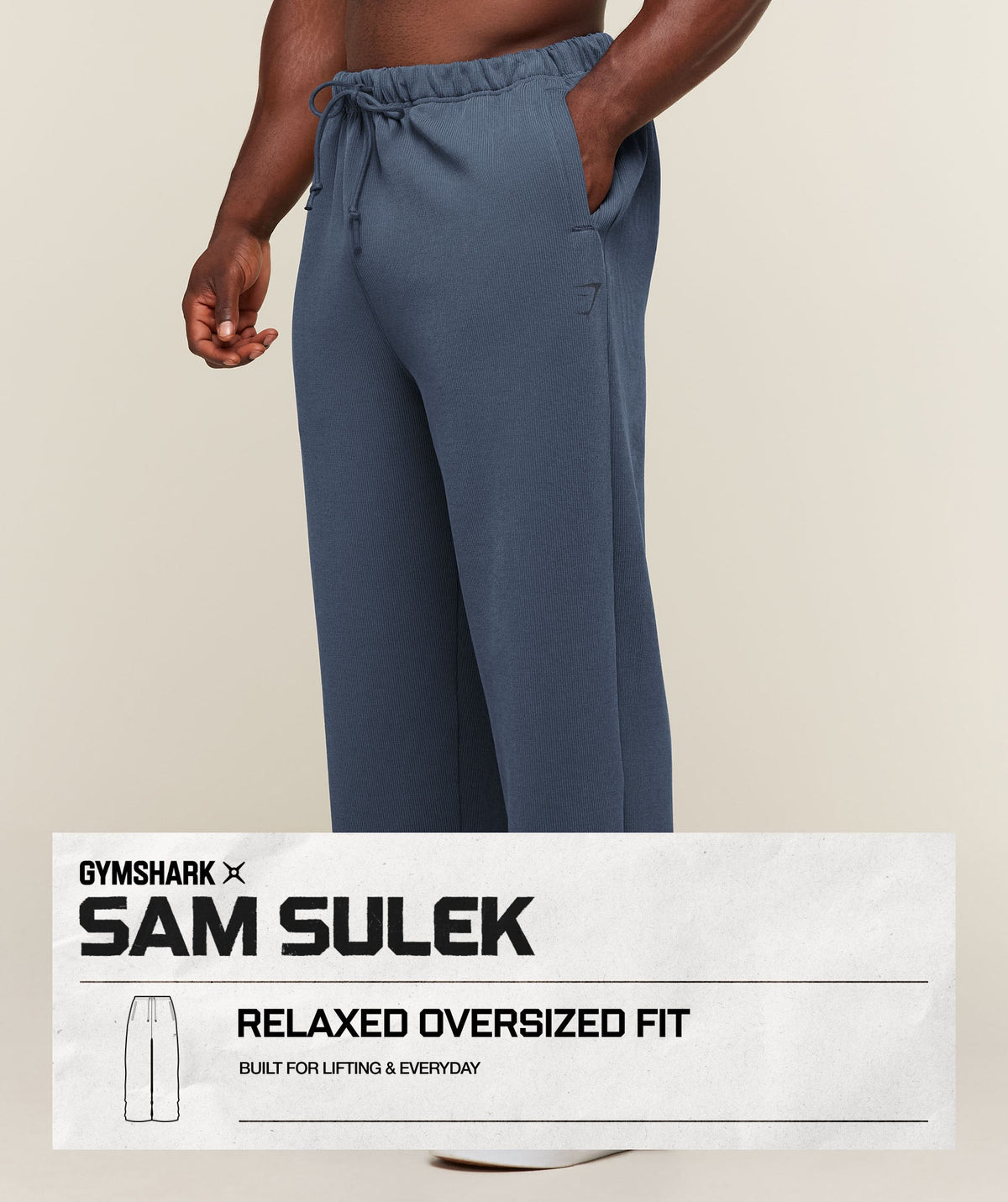 Gymshark x Sam Sulek Oversized Pants - Shadow Blue - 3