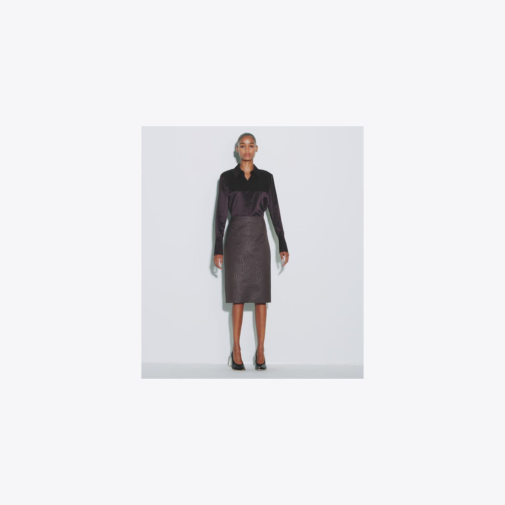Tory Burch Cuffed Silk Shirt - Dark Garnet - 4