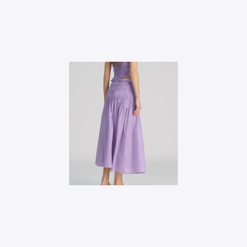 Tory Burch Smocked Cotton Skirt - Lilac Frost - 4