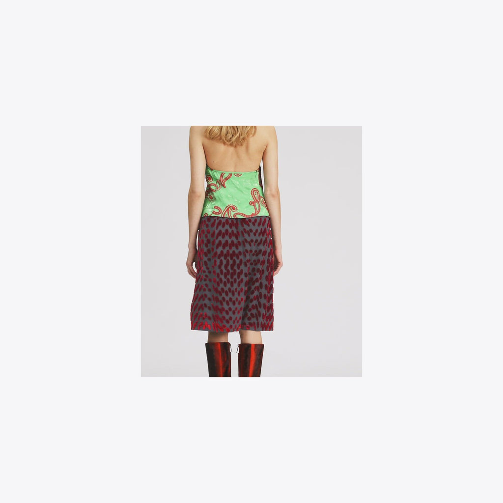 Tory Burch Satin Paisley Knot Top - Green/Red - 4