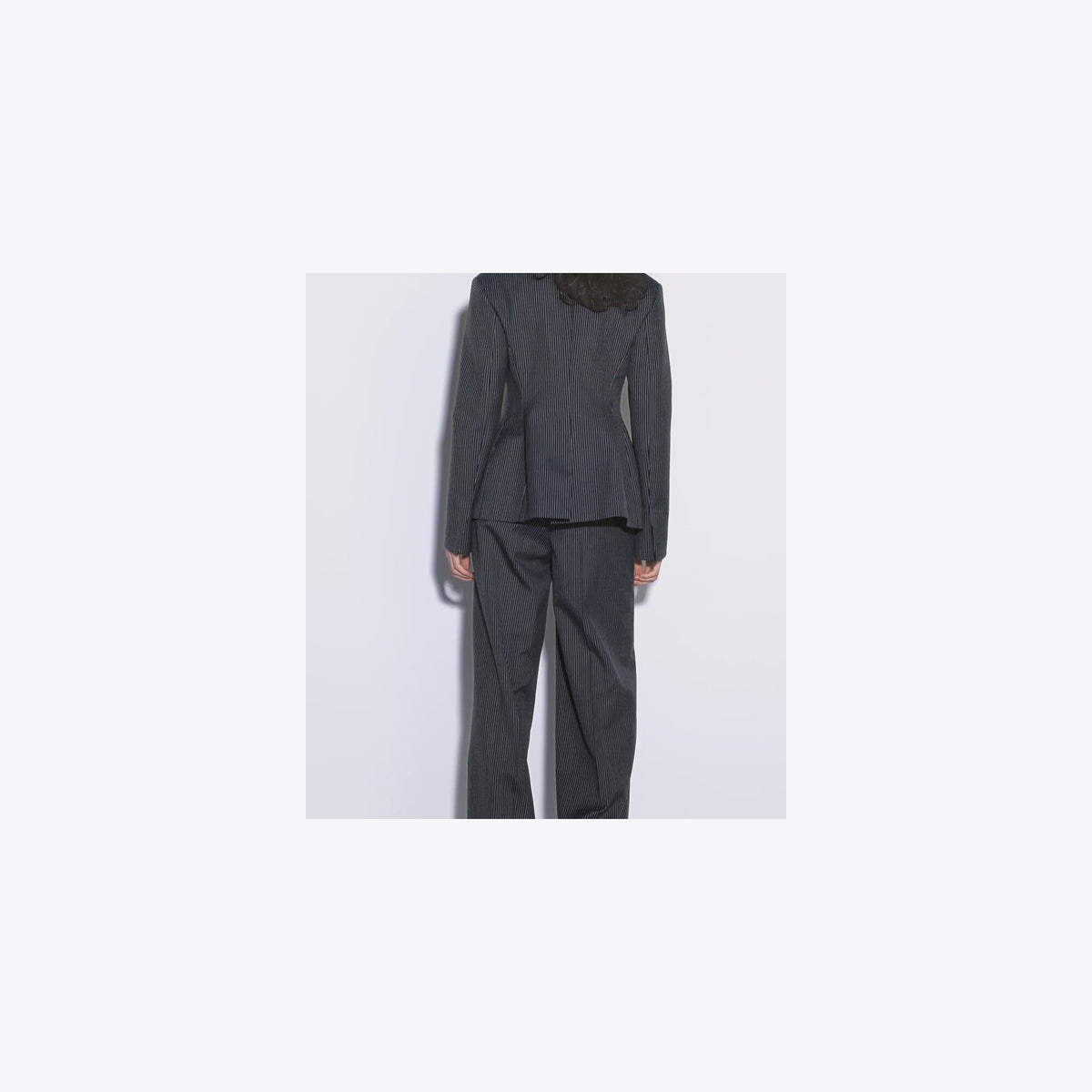 Tory Burch Crepe Blazer - Tory Navy/White Pinstripe Wool Suiting - 4