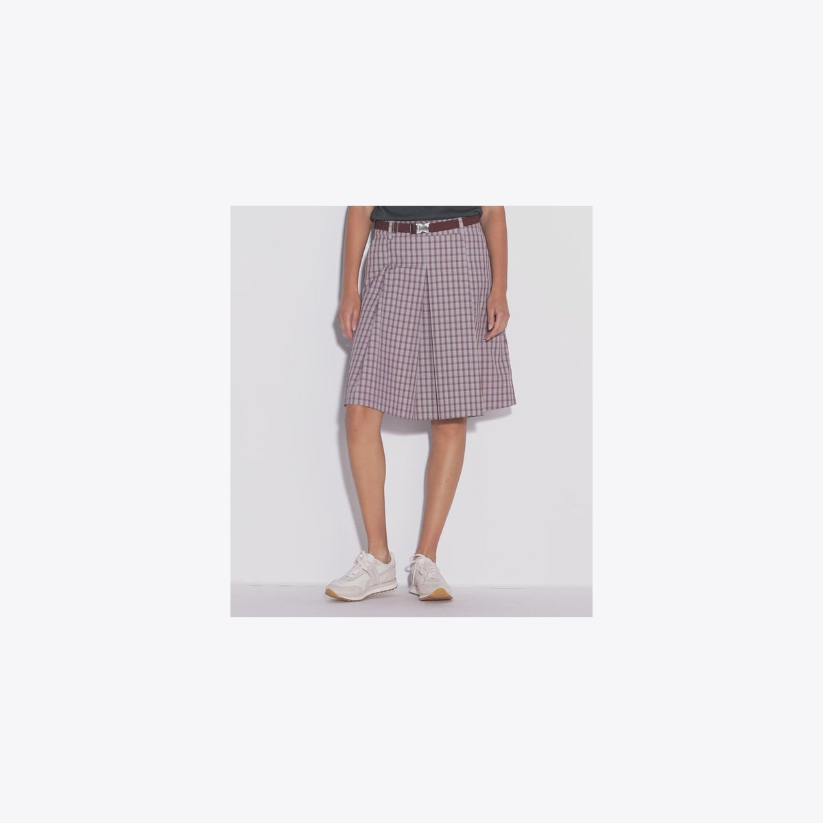 Tory Burch Plaid Golf Skirt - Burgundy Plaid - 4