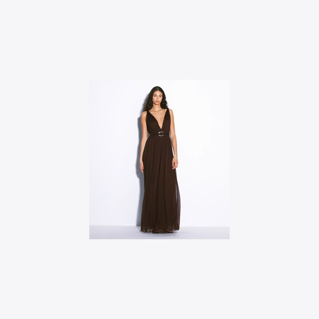 Tory Burch V-Neck Viscose Dress - Dark Cocoa - 4